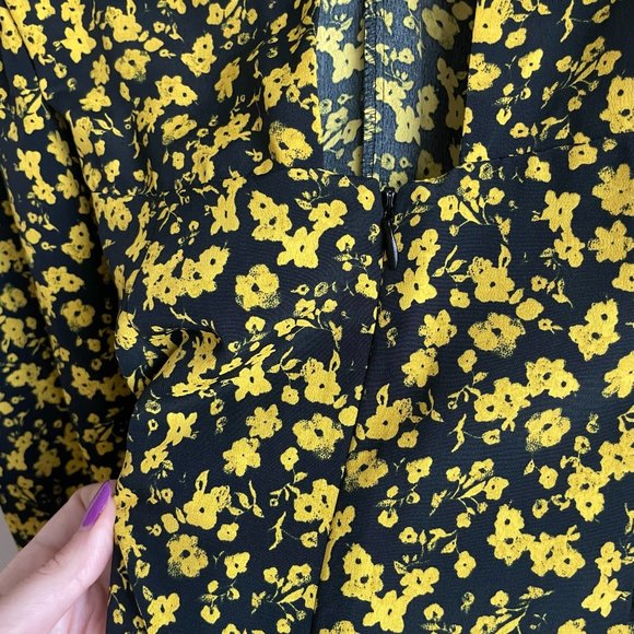 Topshop / Black and Yellow Long Sleeve Midi Dress - Picture 11 of 11